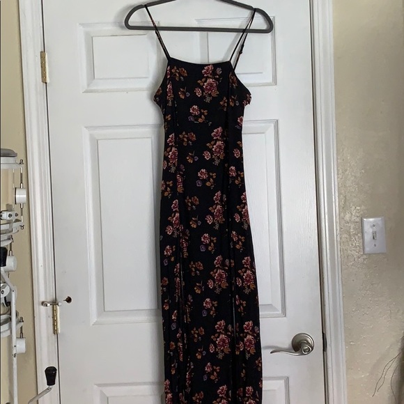 Floral Midi Dress w/ 2 Front Leg Slits - Picture 1 of 5
